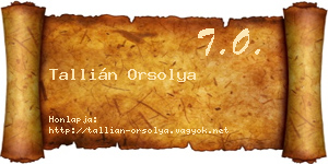 Tallián Orsolya névjegykártya